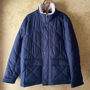 NWT Magaschoni Men's Quilted Navy Blue Jacket